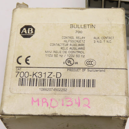 Allen-Bradley 700-K31Z-D Mini Control Relay 110V 50Hz / 120V 60Hz 3 N.O. 1 N.C.