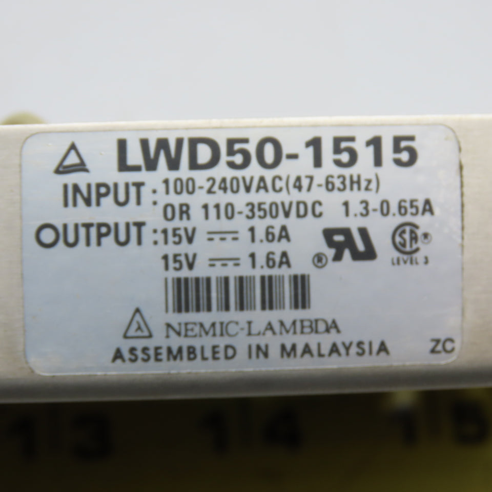 Nemic-Lambda LWD50-1515 Dual Output Switching Power Supply 100-240VAC 15V 1.6A