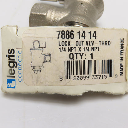 Legris 7886 14 14 Lock-Out Valve 1/4 NPT x 1/4 NPT
