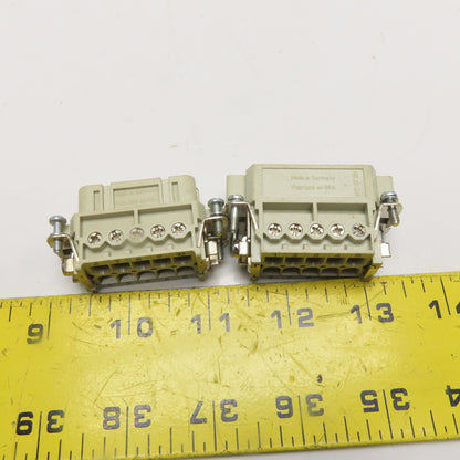 Harting Han 10A 10-Pin Male and Female Insert Set 600V 10A 250V 16A