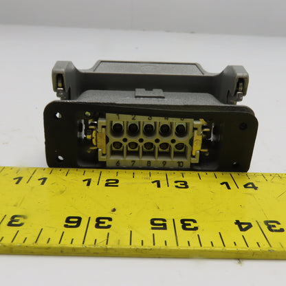 Harting 10A LB Han 10A-M 10-Pin Connector with Surface Mount Housing