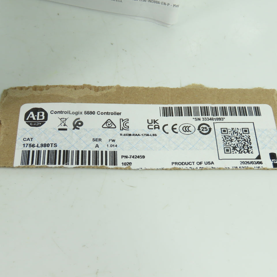 Allen-Bradley 1756-L980TS ControlLogix 5590 Controller EtherNet/IP Ser A FW1.014