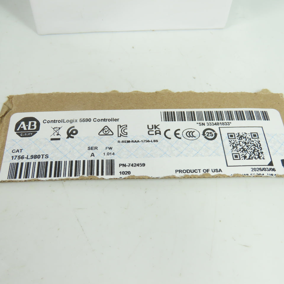 Allen-Bradley 1756-L980TS ControlLogix 5590 Controller EtherNet/IP Ser A FW1.014