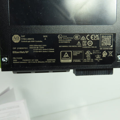 Allen-Bradley 1756-L980TS ControlLogix 5590 Controller EtherNet/IP Ser A FW1.014