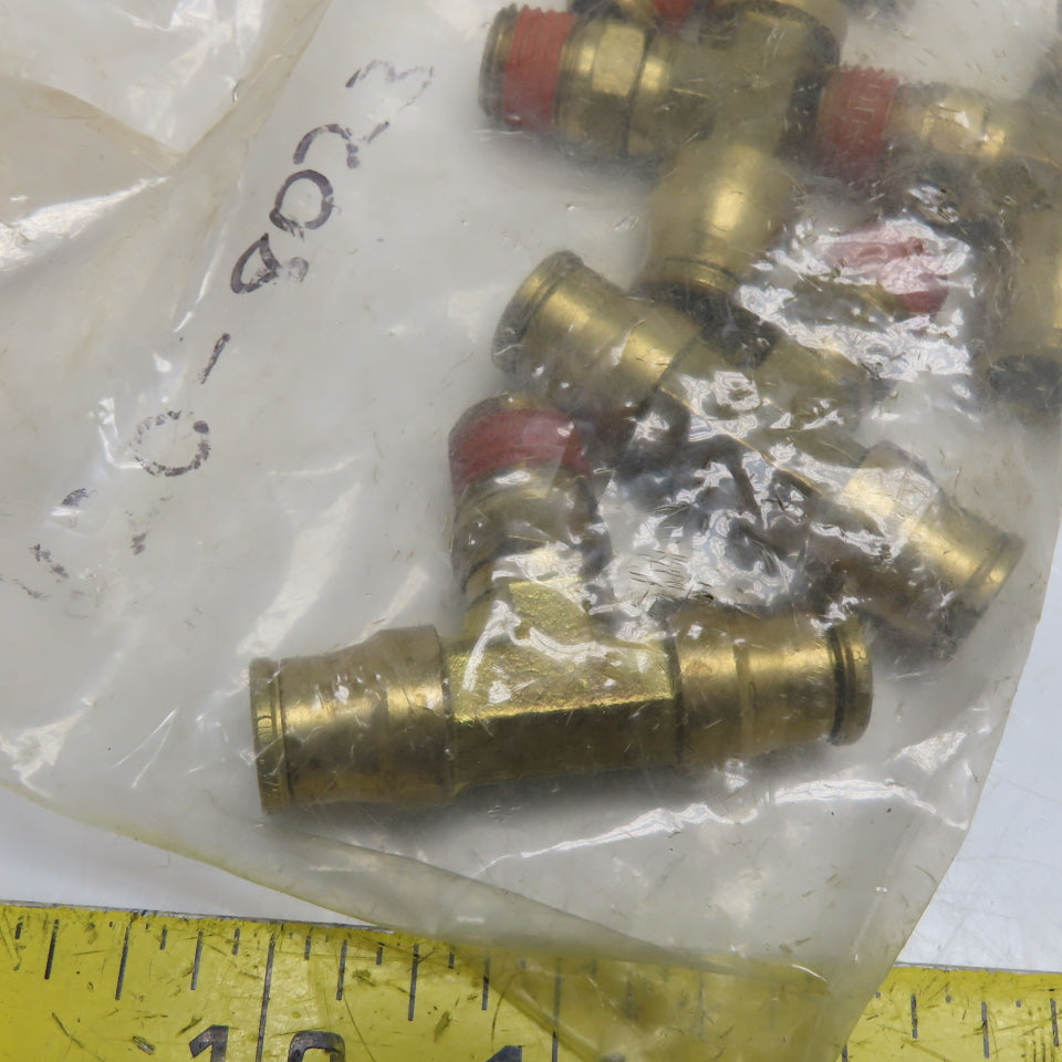 3/8" Push-to-Connect Brass Branch Tee Fitting 1/4" NPT Lot Of 5