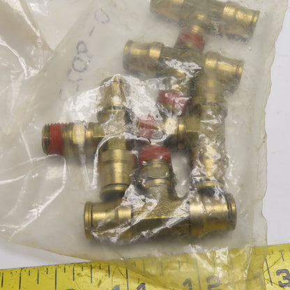 3/8" Push-to-Connect Brass Branch Tee Fitting 1/4" NPT Lot Of 5