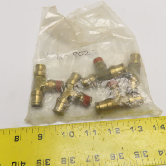 3/8" Push-to-Connect Brass Branch Tee Fitting 1/4" NPT Lot Of 5