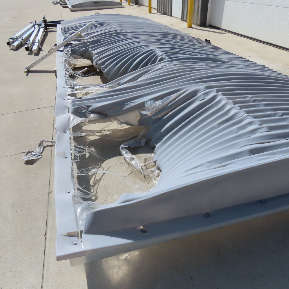TBI Waste Storm Top Stand Alone Roll Off Storm Cover 100" X 250" Damaged