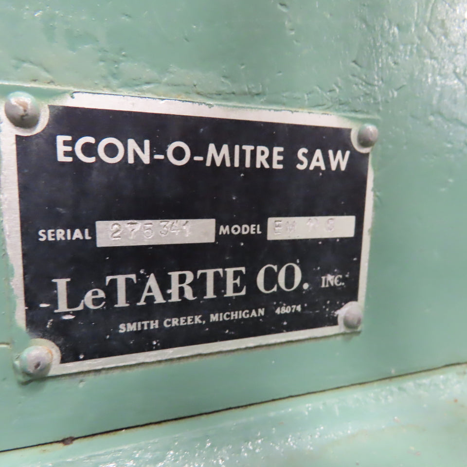 LeTarte EM 11 C Econ-O-Miter 11" Double Miter Chop Saw 208-220/480V 3Ph 1.5Hp
