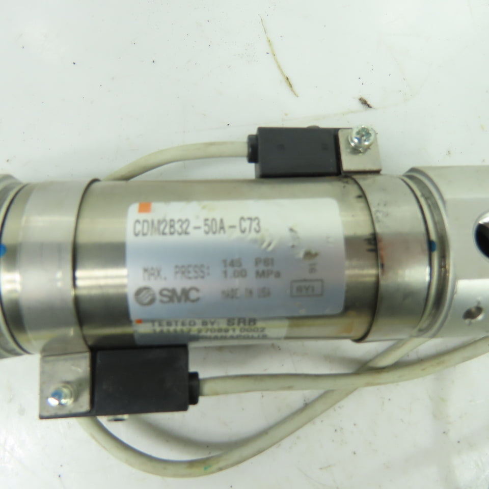 SMC CDM2B32-50A-C73 Round Body Air Cylinder 145 PSI 32mm Bore 50mm Stroke