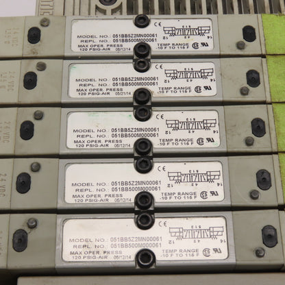 Numatics 051BB5Z2MN00061 5-Station Pneumatic Solenoid Valve Manifold Bank 120PSI