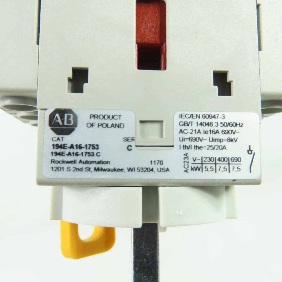 Allen-Bradley 194E-A16-1753 16A 3-Pole Non-Fusible Safety Disconnect Switch 690V