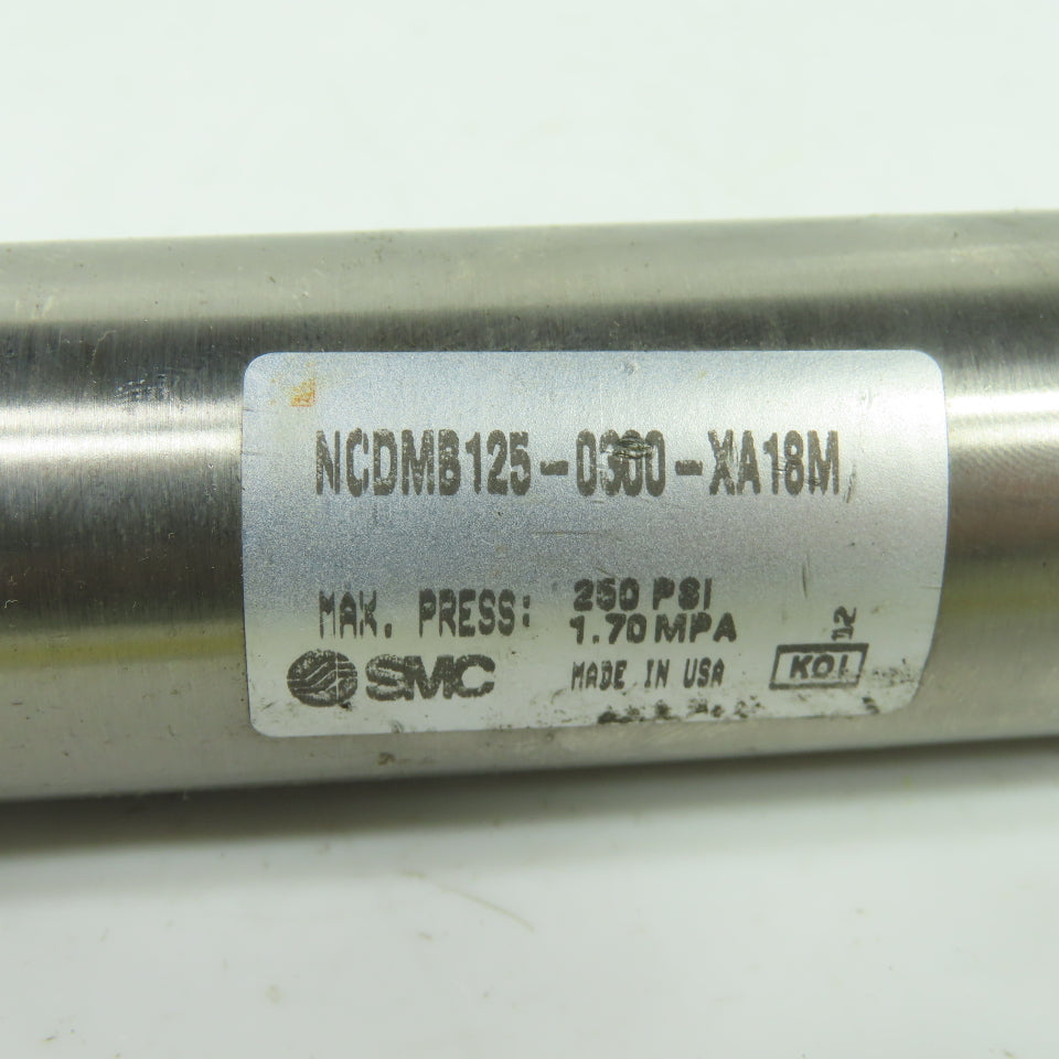 SMC NCDMB125-0300-XA18M Round Body Air Cylinder 250PSI 3" Stroke 1-1/4" Bore