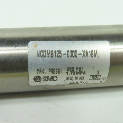 SMC NCDMB125-0300-XA18M Round Body Air Cylinder 250PSI 3" Stroke 1-1/4" Bore
