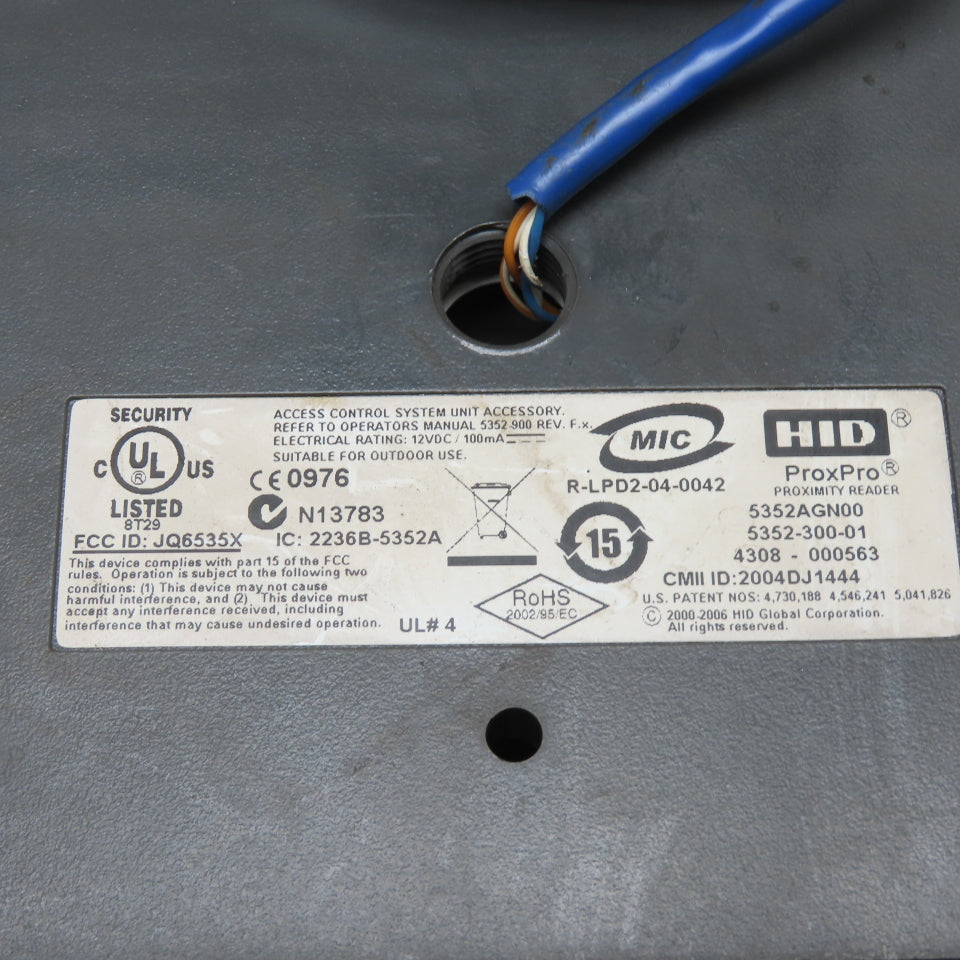 HID 5352-300-01 5352AGN00 ProxPro Proximity Reader 12VDC 100mA