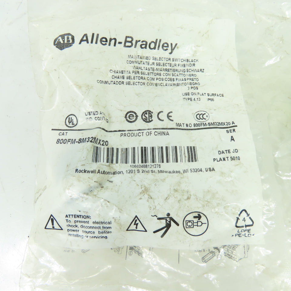 Allen-Bradley 800FM-SM32MX20 Selector Switch 22.5mm Maintained 3-Position Ser A