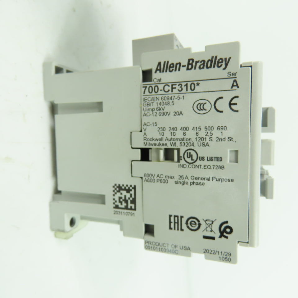 Allen-Bradley 700-CF310EJ Control Relay 24VDC Coil 600VAC 20A NEW
