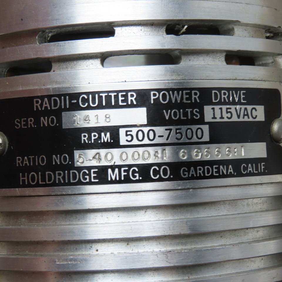 Holdridge Mfg. Radii Cutter Power Drive 5-40,000:1 Ratio Parts Or Repair