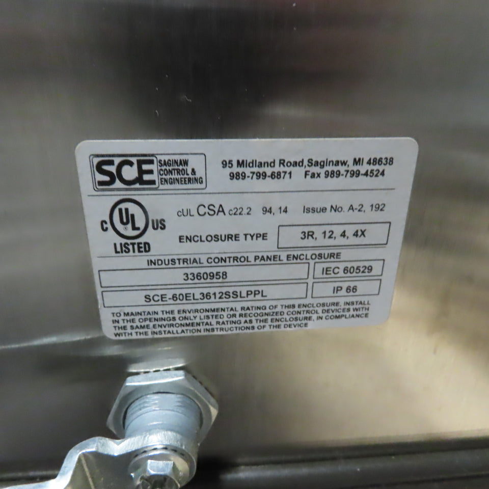 Saginaw 72" x 36" x 12" Stainless Steel NEMA 4X Electrical Enclosure W/Backplate