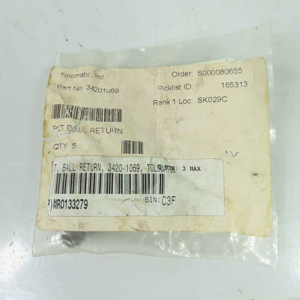 Tolomatic 3420-1069 Ball Return Plates Lot of 5
