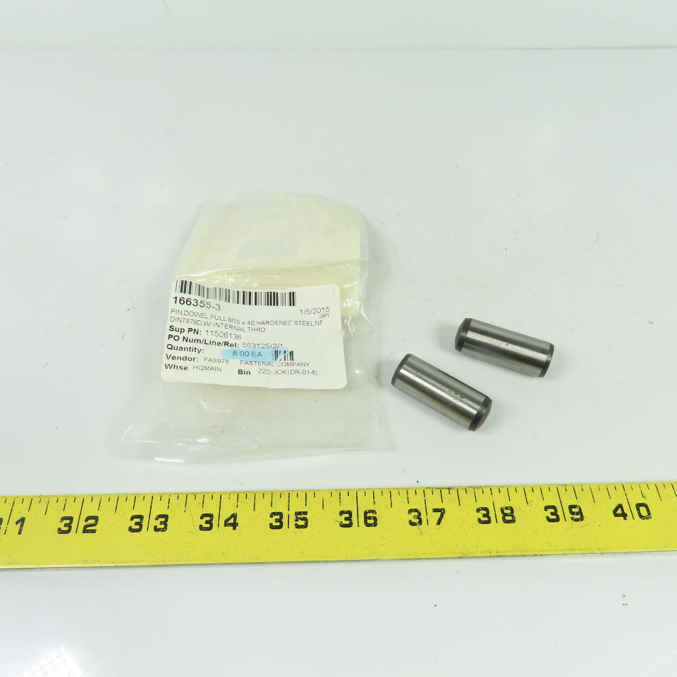Fastenal 166355-3 Pull Dowel Pin M16 x 40 Internal Thread Hardened Steel ot Of 2