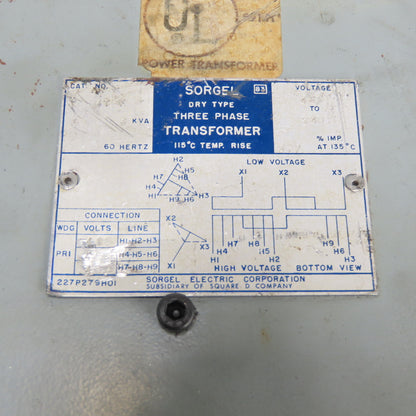Sorgel 6TSF 6KVA 3Ph Dry Type Transformer 480V Pri 240V Sec