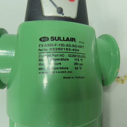 Sullair FX-0350-F-150-AD-SG-NPT Compressed Air Filter Housing 290 psi 1-1/2" NPT