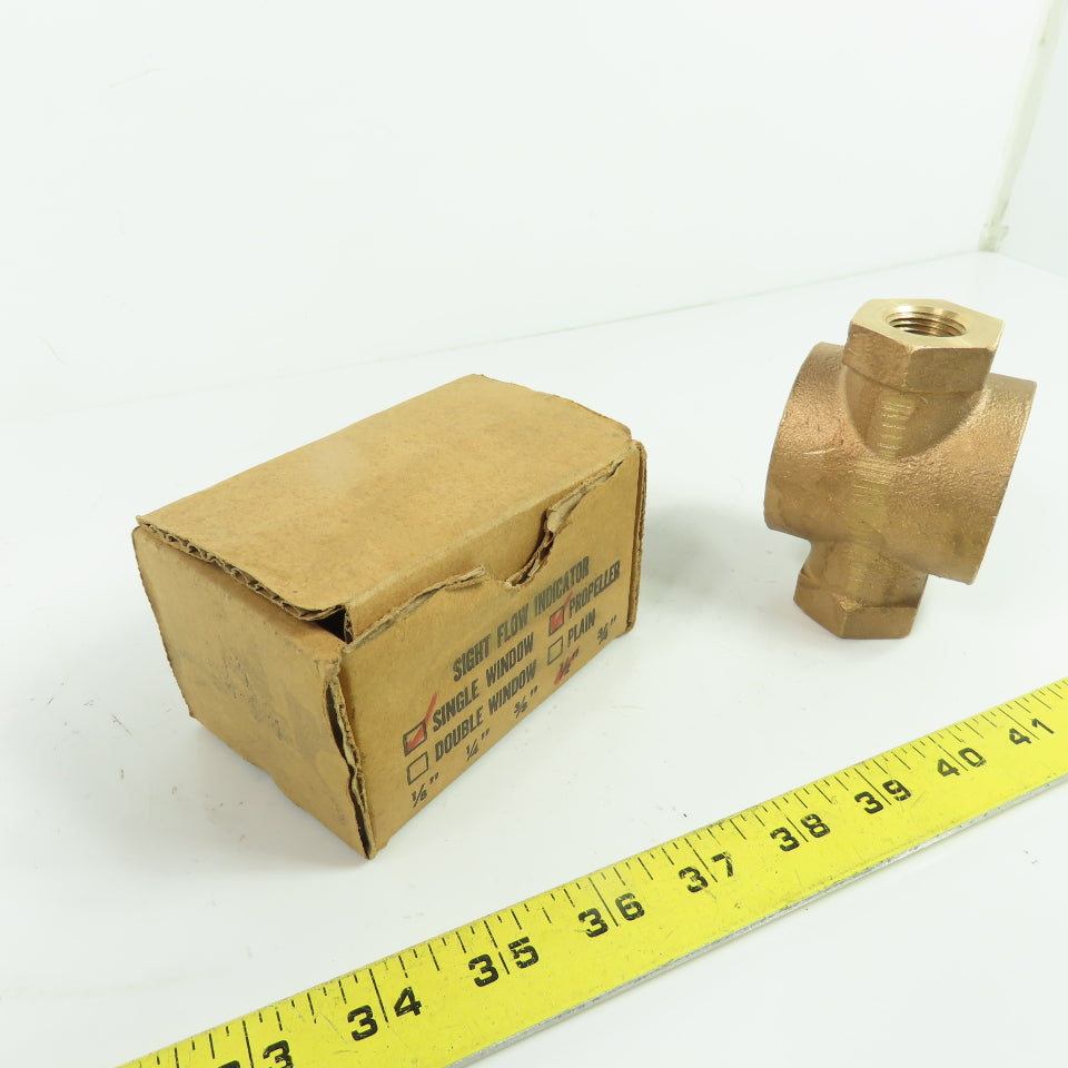 1/2" NPT Single Window Propeller Sight Flow Indicator 125 PSI 200°F NEW