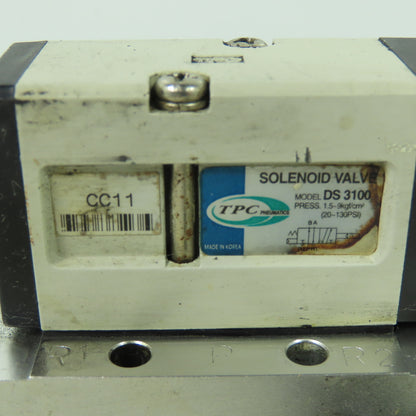 TPC DS3100 Solenoid Valve 127V 130PSI W/ Manifold Base