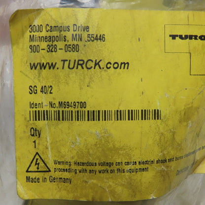 Turck M6949700 SG 40/2 Safety Protective Wet Suit Control Cover