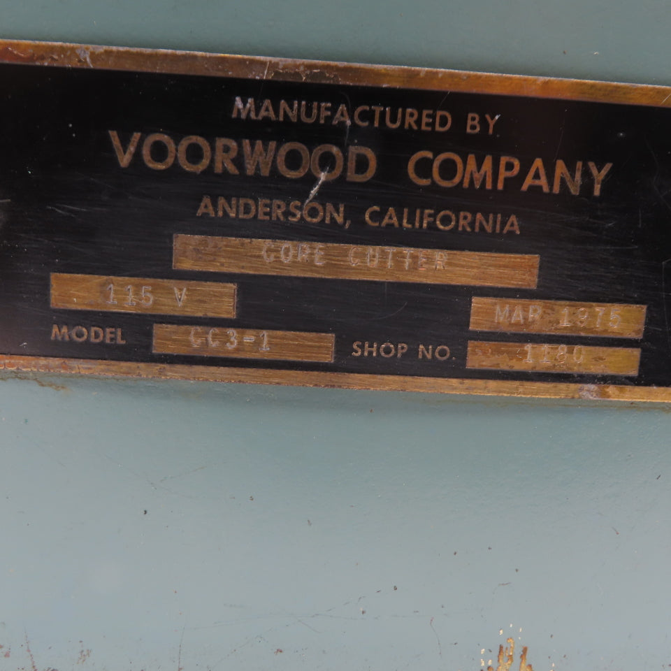 Voorwood Company CC3-1 Paper Core Cutter 115V 1Ph 4" Blade
