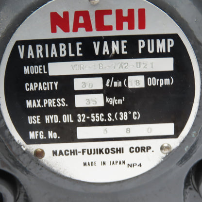 Nachi VDR-1B-1A2-U21 9.5 Gallon Hydraulic Power Unit 1.5kW 3Ph 500PSI 200-220V