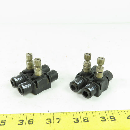 Legris 7060 1/4" In-Line Pneumatic Flow Control Regulator Lot of 4