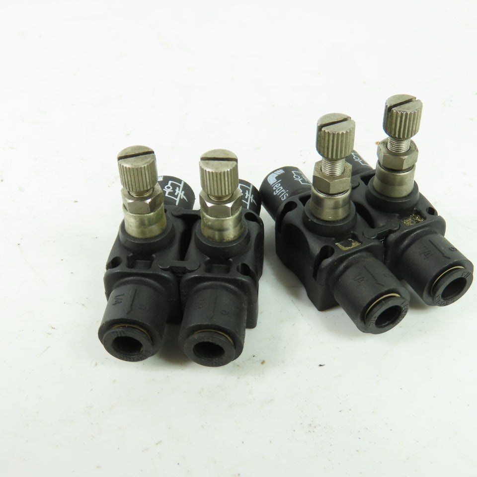 Legris 7060 1/4" In-Line Pneumatic Flow Control Regulator Lot of 4