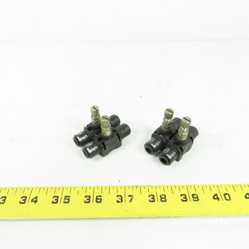 Legris 7060 1/4" In-Line Pneumatic Flow Control Regulator Lot of 4
