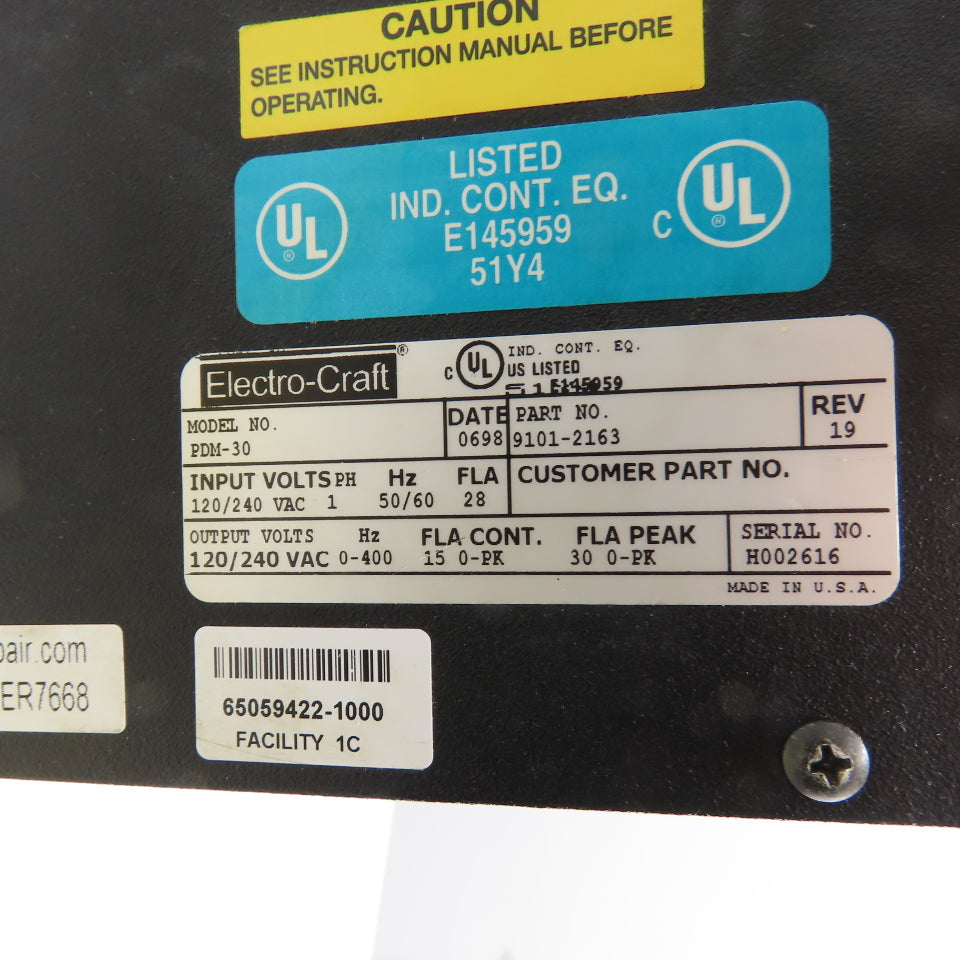 Electro-Craft 9101-2163 PDM-30 IQ2000 PDM-30 Servo Drive 120/240V 1Ph 15A