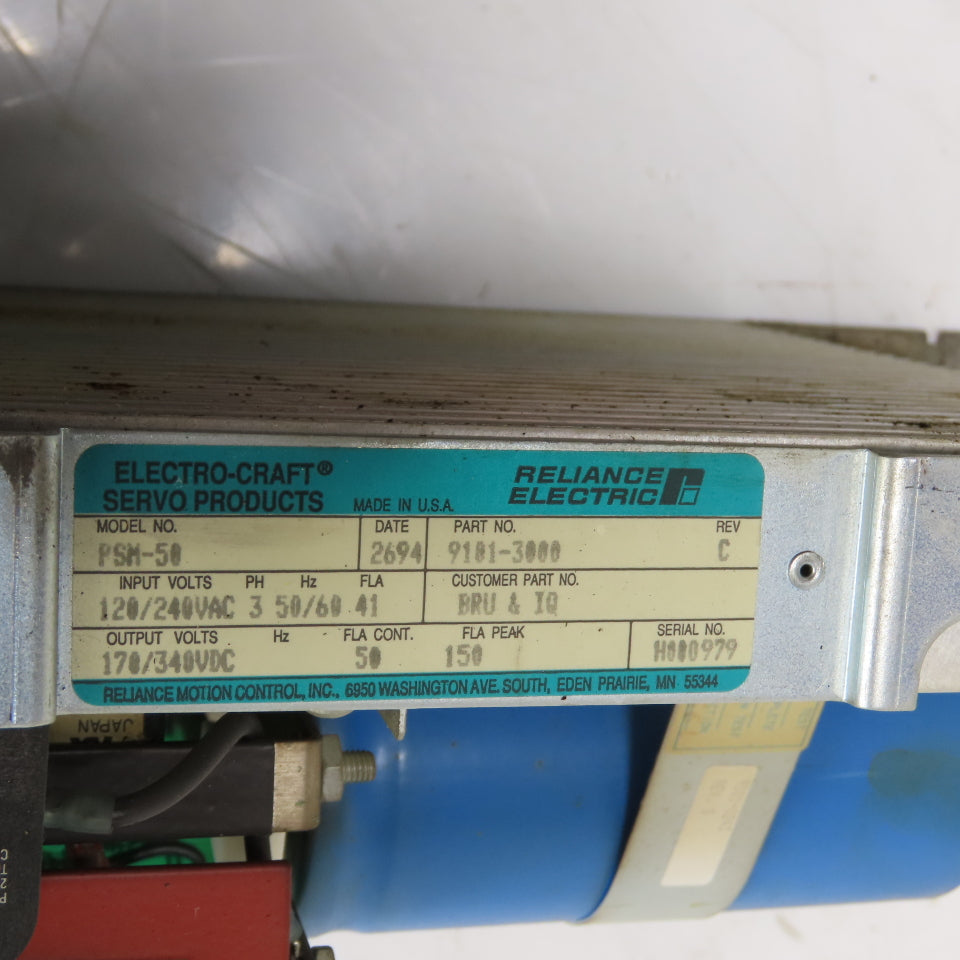 Electro-Craft 9101-3000 PSM-50 3Ph Servo Power Supply Module 120/240V 170/340V