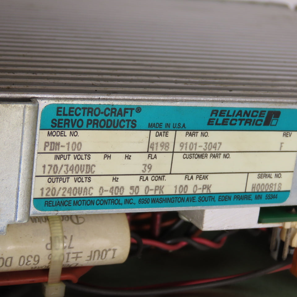 Electro-Craft 9101-3047 PDM-100 iQ 5000 Positioning Drive 170/340VAC 120/240VDC