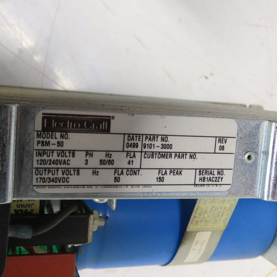 Electro-Craft 9101-3000 PSM-50 3Ph Servo Power Supply Module 120/240V 170/340V
