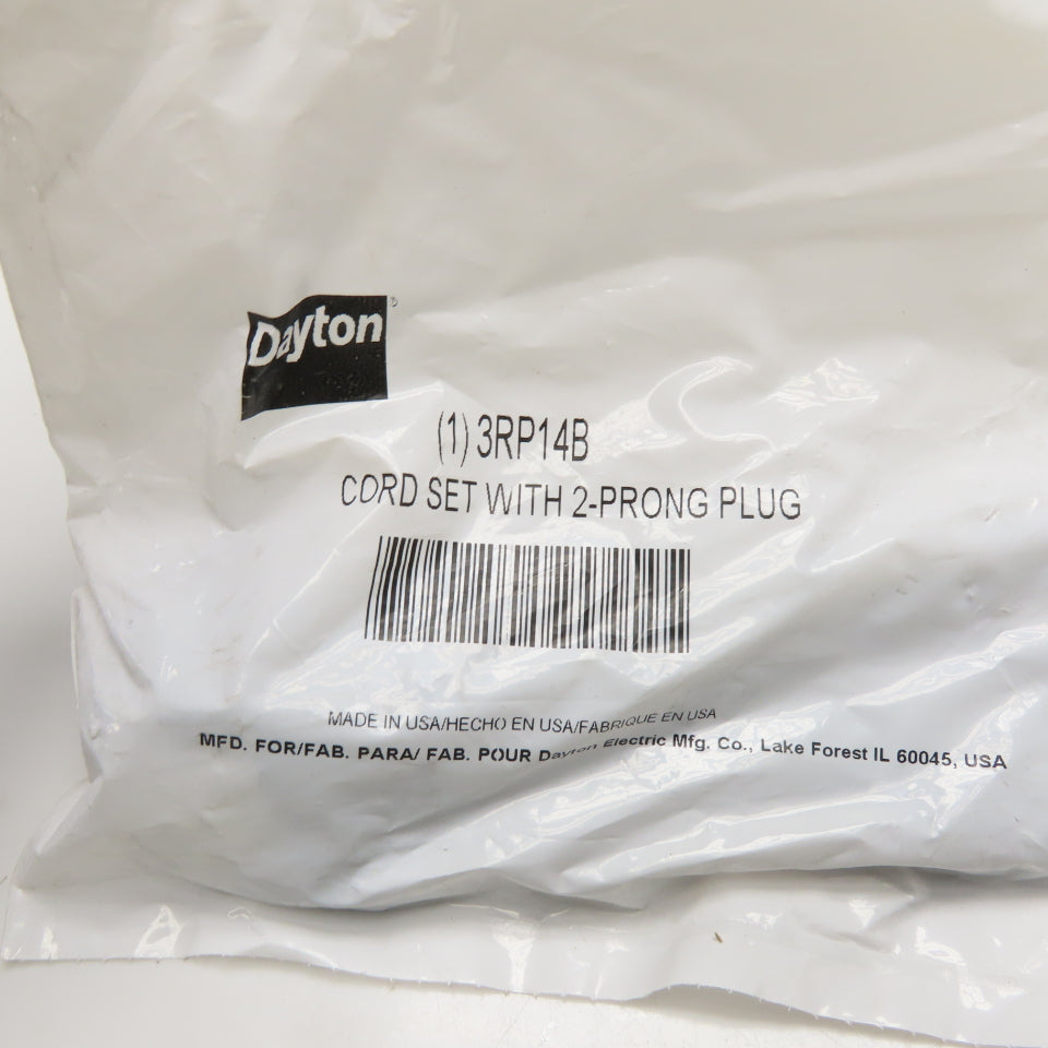 Dayton 3RP14B Cord Set with 2-Prong Plug For Cooling Fans