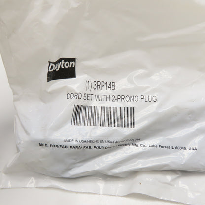 Dayton 3RP14B Cord Set with 2-Prong Plug For Cooling Fans