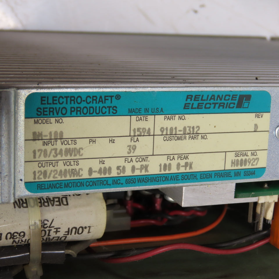 Electro-Craft 9101-0312 DM-100 BRU-500 Servo Drive 170/340VDC In 120/240VAC Out