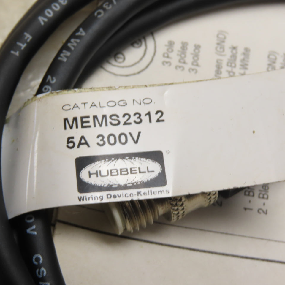 Hubbell MEMS2312 Micro-Quick Dual Key AC Attachment Cable 5A 300V