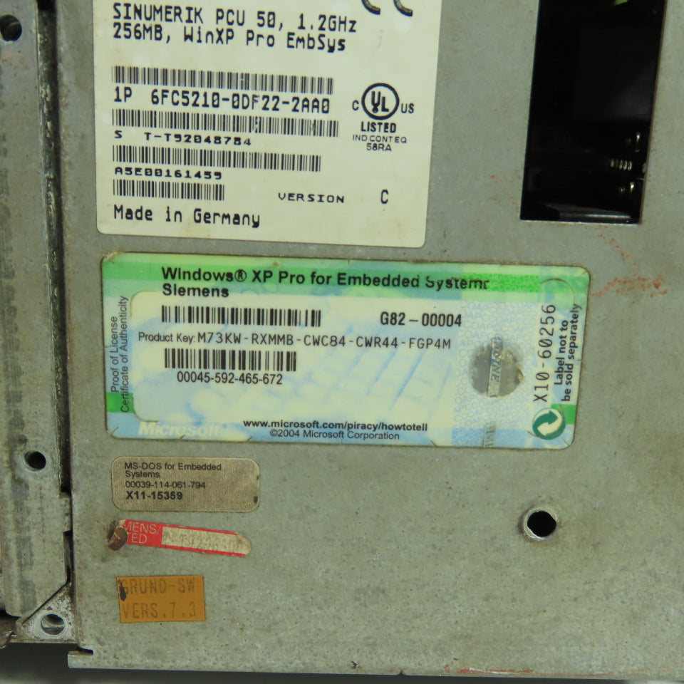 Siemens 6FC5210-0DF22-2AA0 Sinumerik PCU 50 1.2GHz 256MB WinXP Pro EmbSys