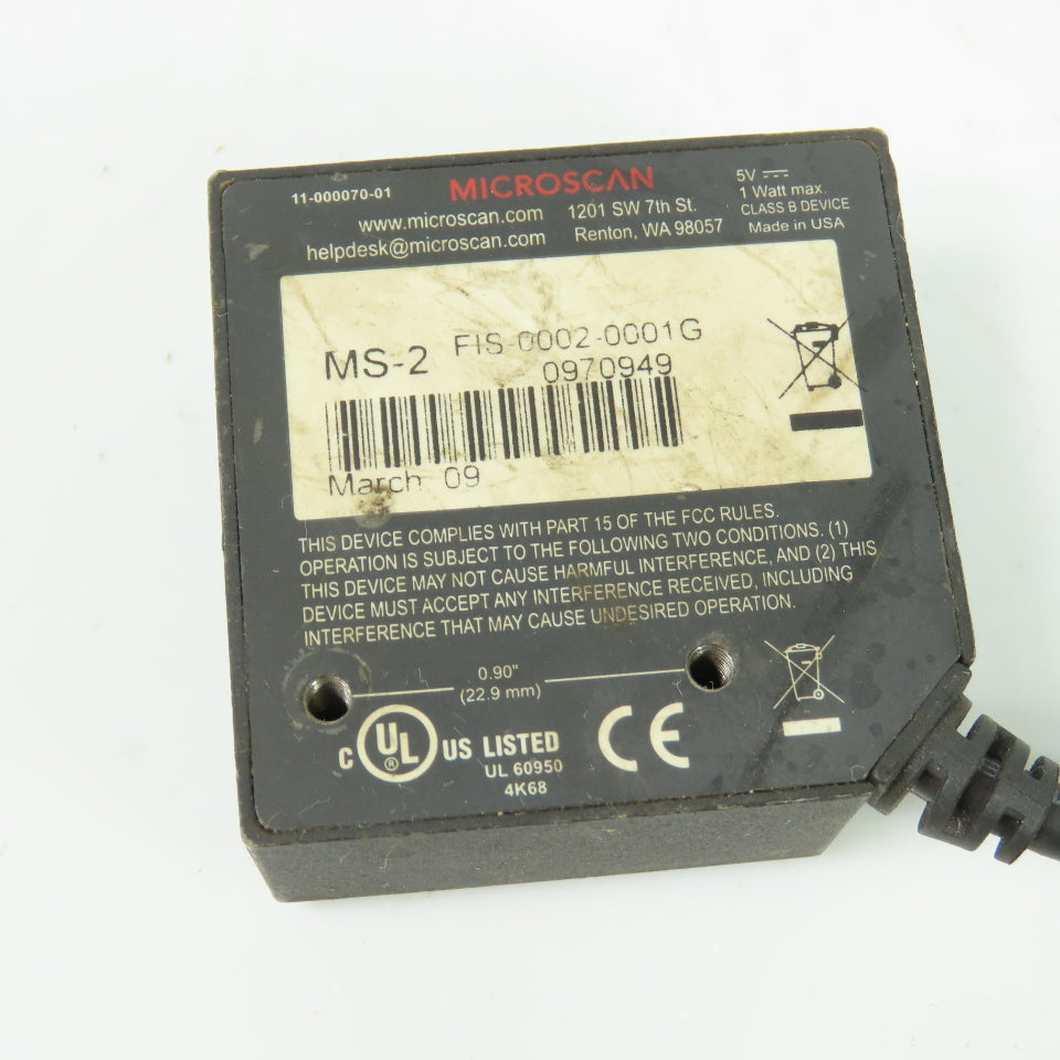 Microscan FIS-0002-0001G MS-2 Ultra-Compact Fixed Mount CCD Barcode Scanner