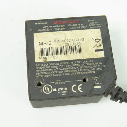 Microscan FIS-0002-0001G MS-2 Ultra-Compact Fixed Mount CCD Barcode Scanner