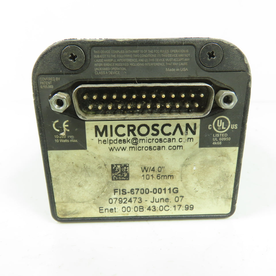 Microscan FIS-6700-0011G Industrial Barcode Scanner Camera W/ 4.00" 101.6mm
