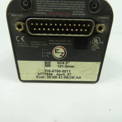 Microscan FIS-6700-0011 Industrial Barcode Scanner 10-28V 10W 25-Pin Connector