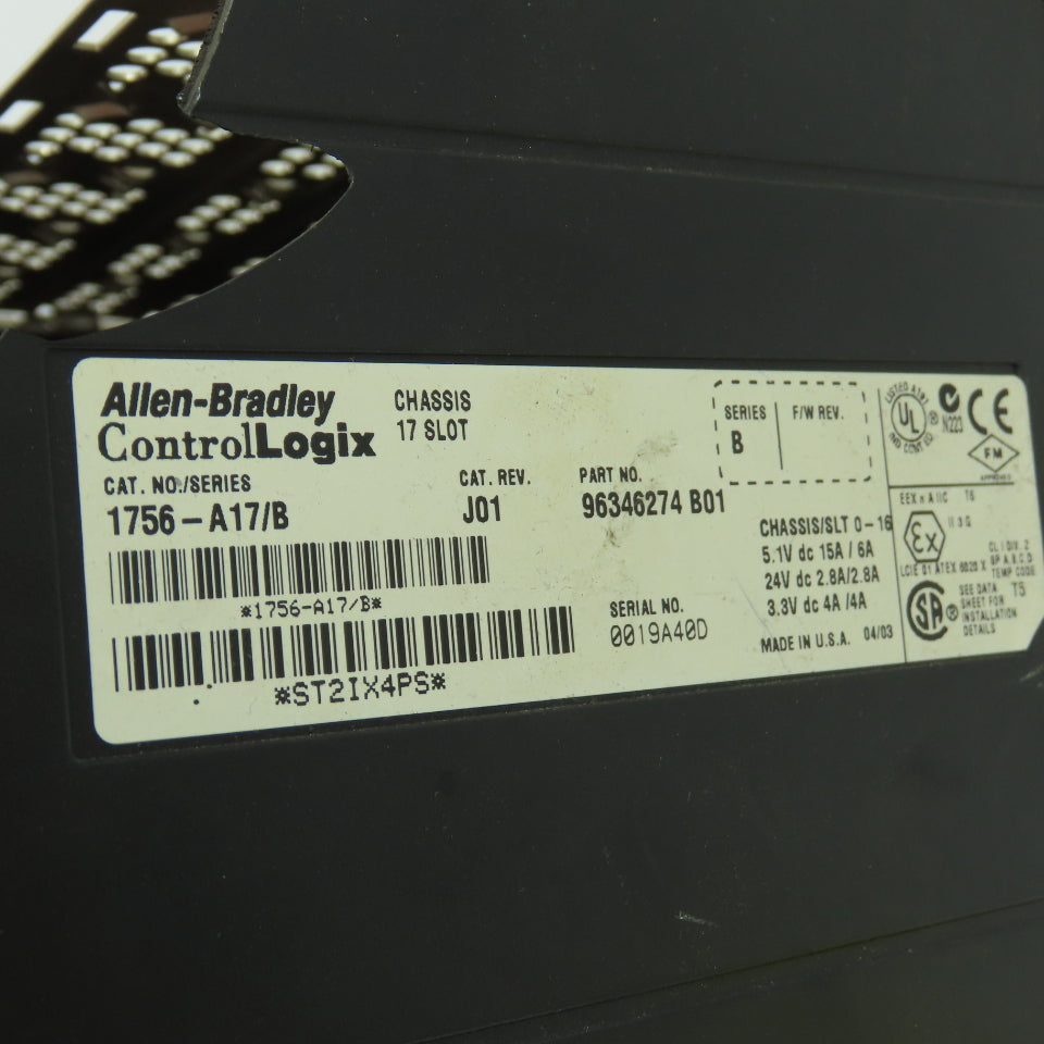 Allen-Bradley 1756-A17 ControlLogix 17-Slot Chassis Series B Cat Rev J01