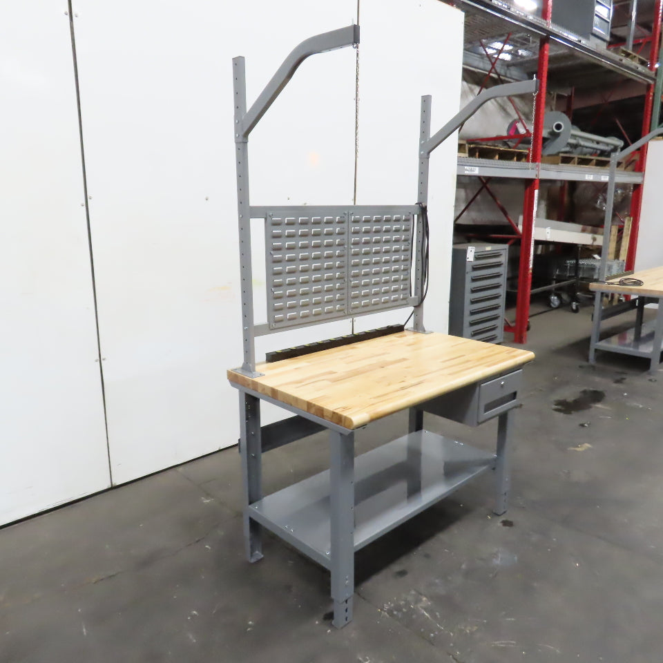 Uline 48" x 30" Butcher Block Top Industrial Packaging Table Work Bench